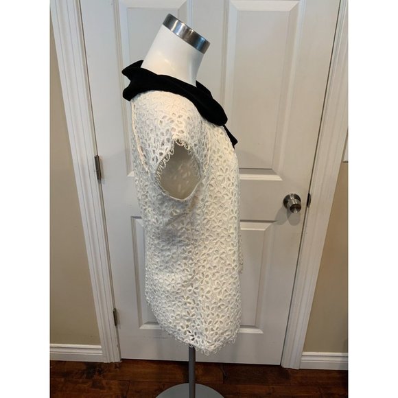 Milly White Sleeveless Floral Lace Top w/ Bow, Size 10 (US) NWT! $225 - Picture 2 of 5